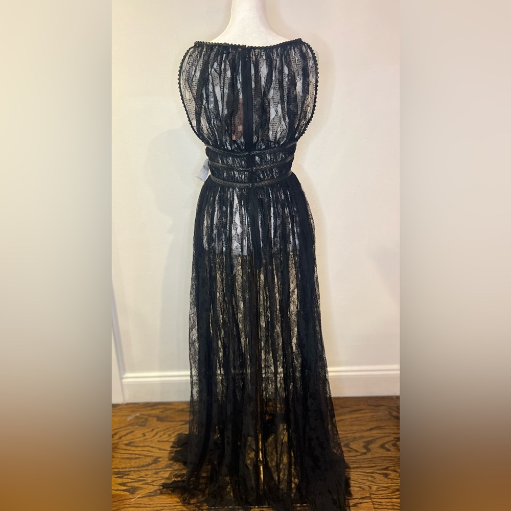 ALAÏA  Lace Bustier Gown W/ Braided Leather Trim - Picture 6 of 9